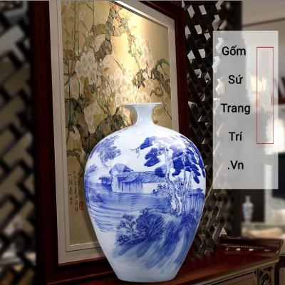 BÌNH TÀI LỘC VẼ TAY CẢNH SƠN TRANG DƯỚI NÚI